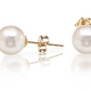 14K Handmade Solid Gold Genuine White Pearl Pushback Earrings- 14K Pearl Studs- Pearl Studs- 14K Cultured Pearl Studs (Multi size available)