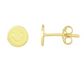 SOLID 14K Gold Smiley Face Enamel Earrings, Thinner Push Back Studs Woman, Yellow and Pink