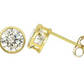 14K Solid Yellow Or White Gold Round Bezel Earrings Set With AAA CZ - Pushback Bezel Earrings Bezel Studs