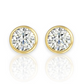 Certified D Color VVS1 Moissanite Solitaire Bezel Set Stud Earrings Skewbacks 14K Gold Earrings With GRA Certificates - Bezel Set Earrings