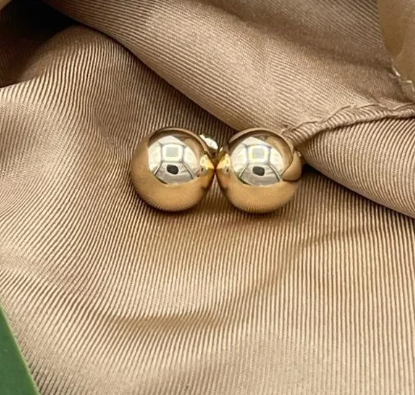 14k Yellow Gold Ball Stud Earrings with Screwbacks 4mm, 5mm, 6mm, 7mm, 8mm, Sleeper earrings, Unisex