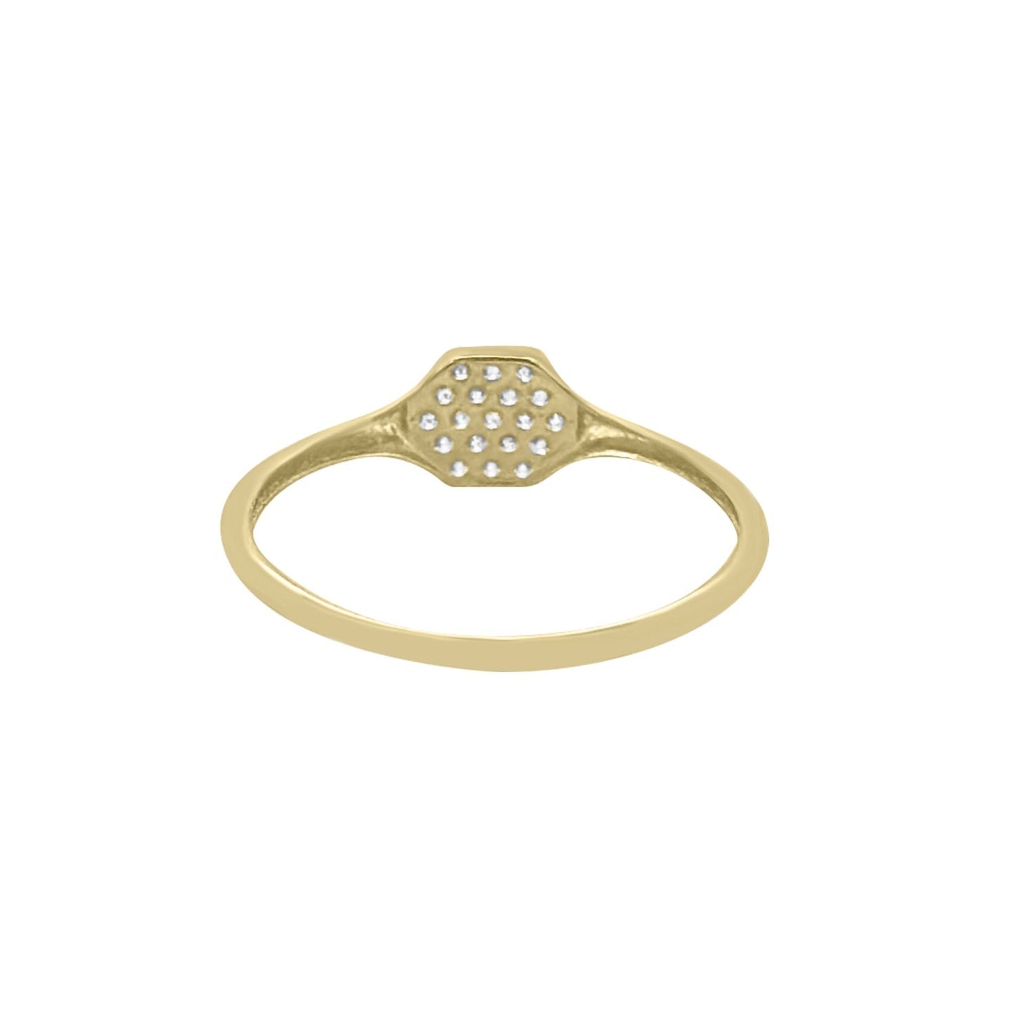 Hexagon Ring CZ - 10K Yellow Gold
