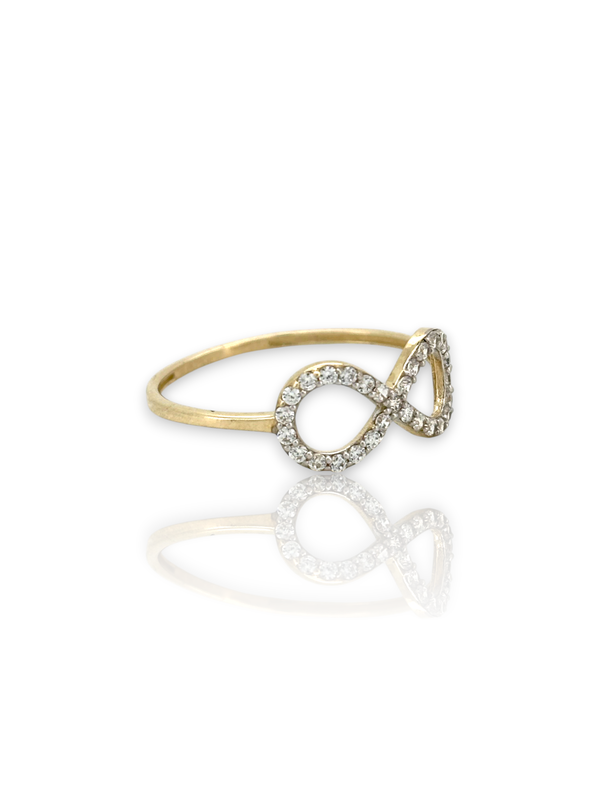 10K Yellow Gold Infinity Ring with CZ Stones – Elegant & Timeless Design