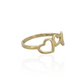 10K Yellow Gold Triple Heart Ring – Dainty & Elegant Solid Gold Heart Band for Women