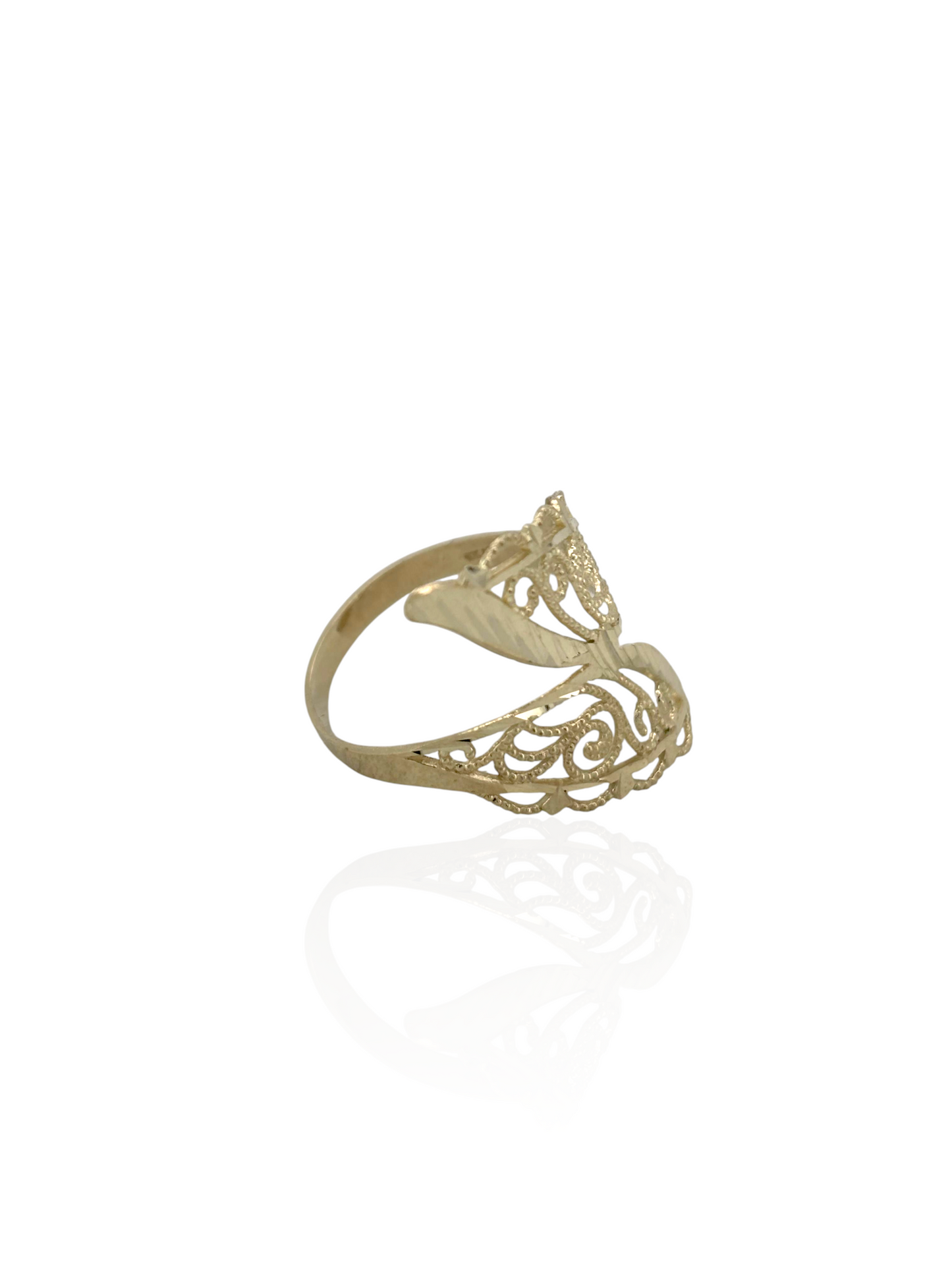 10K Solid Gold Filigree Ring – Intricate Design for Women