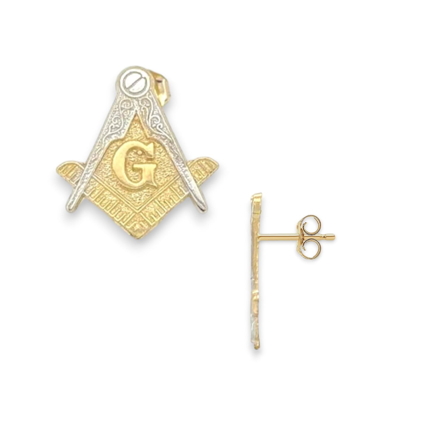 Masonic Symbol Earrings  - 10k Yellow Gold