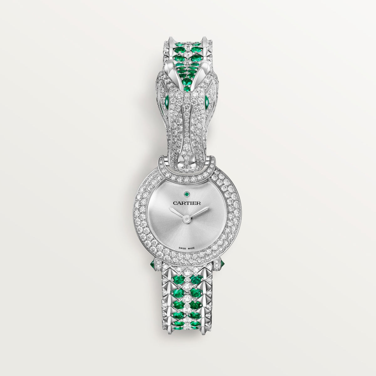 Cartier Animalière Jewelry (Crocodile) HPI01656 - 23.6 mm Rhodiumized 18K white gold, Silver-finish Dial, Rhodiumized 18K white gold bracelet set