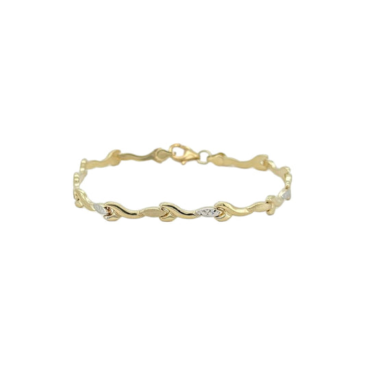 Leaves bracelet - 10k yellow gold two tone
