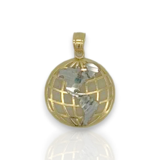 Planet "Globe" Two Tone Pendant - 10K Yellow Gold