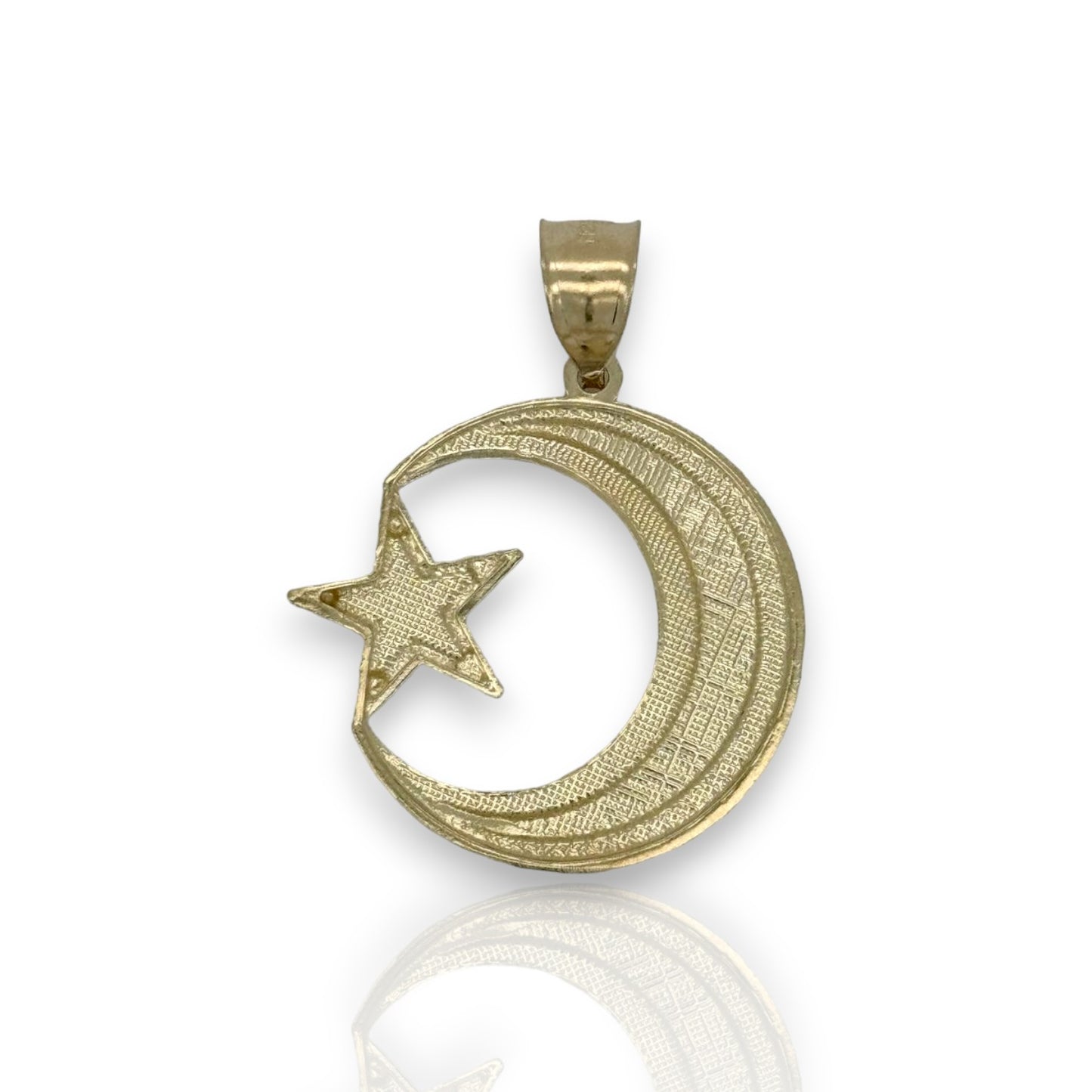 Moon And Star "Islam" Pendant - 10k Yellow Gold