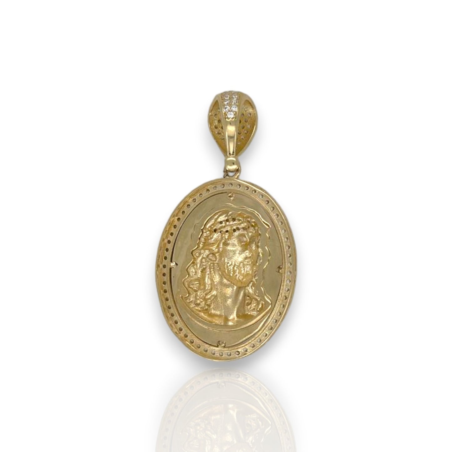 Jesus Medallion Pendant - 14k Yellow Gold