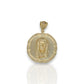 Jesus Medallion Cz Pendant - 14k Yellow Gold