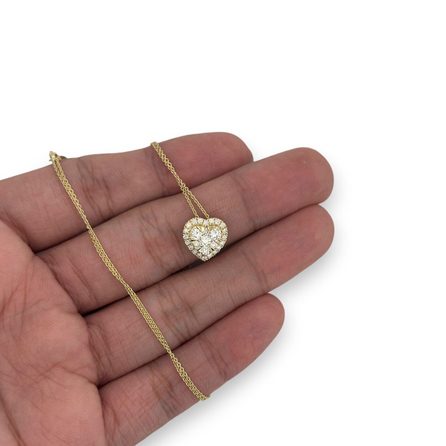 Heart Diamond Pendant With Cable Chain - 14K Yellow Gold