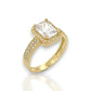 Emerald Cut Center Stone Engagement Ring - 10k Yellow Gold