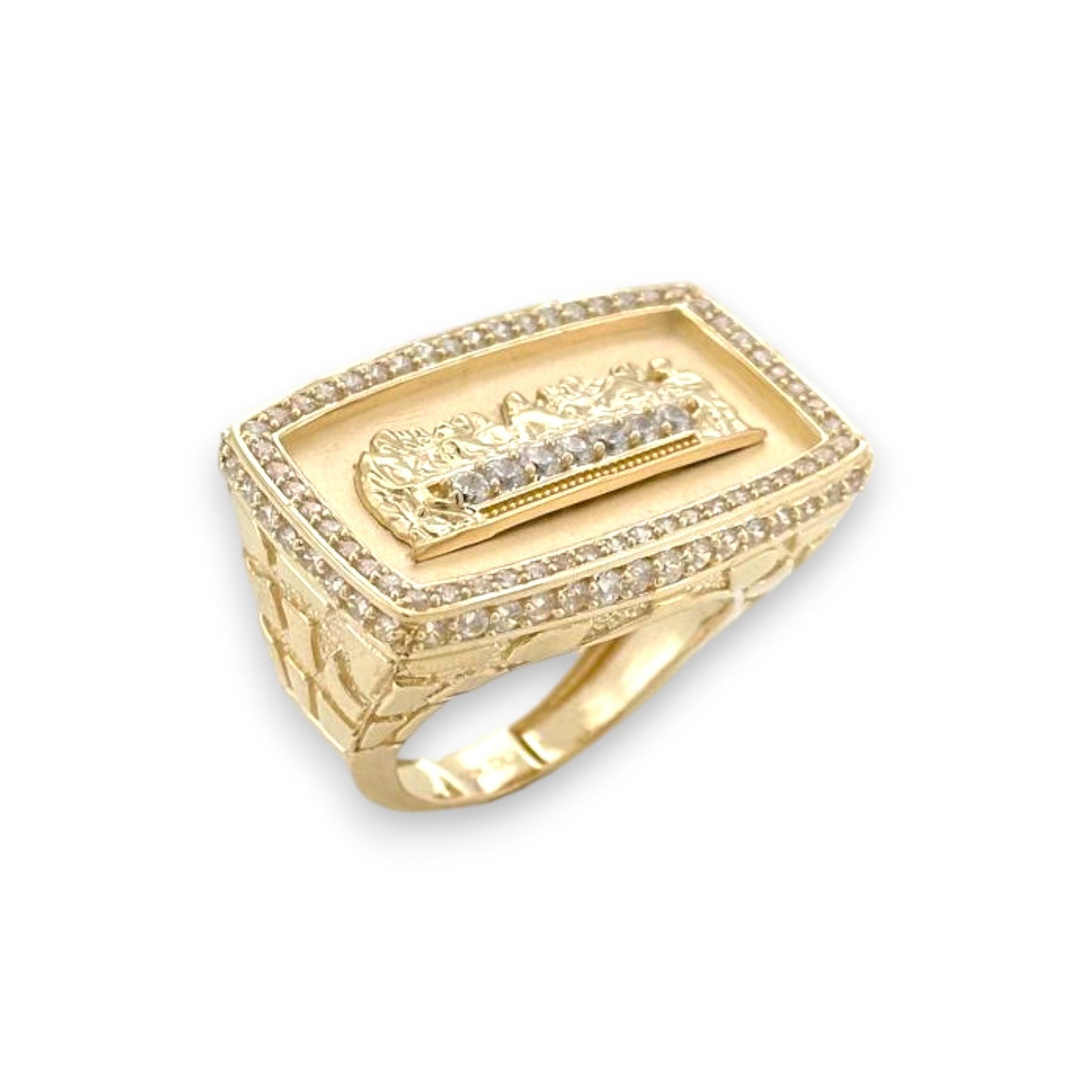 Last Supper Rectangle Ring - 10K Yellow Gold