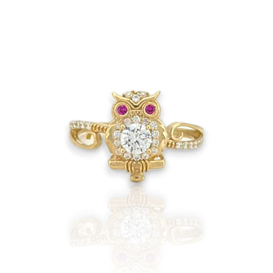 Owl Ring - 14K Yellow Gold