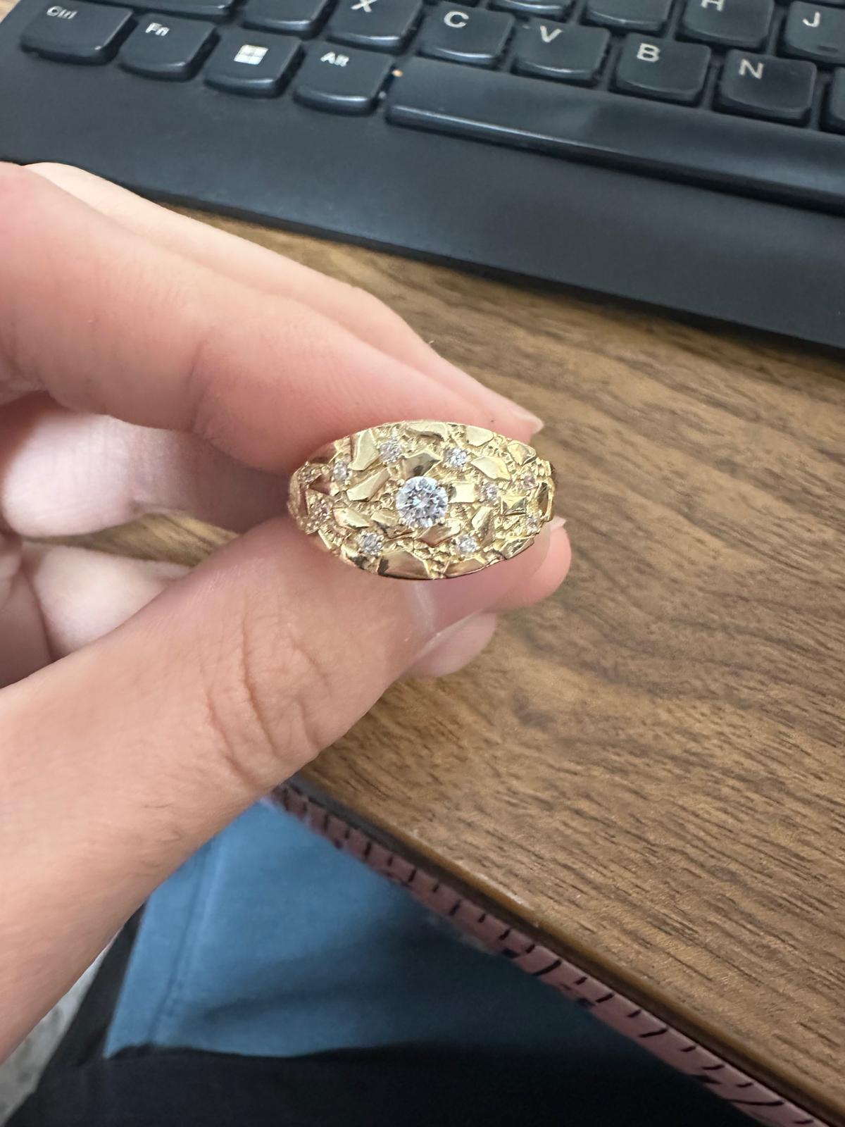 10K Yellow Gold - Nugget Ring CZ