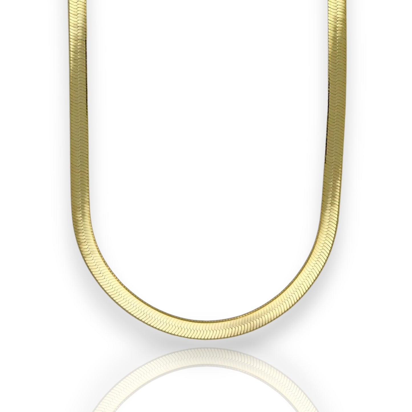 Herringbone Chain Necklace - 14K Yellow Gold - Solid