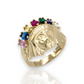 Small Indian Chief Rainbow CZ - 10K Yellow Gold - Solid