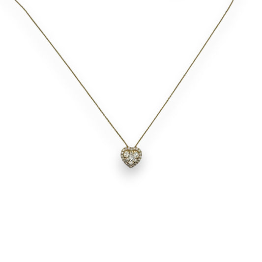 Heart Diamond Pendant With Cable Chain - 14K Yellow Gold