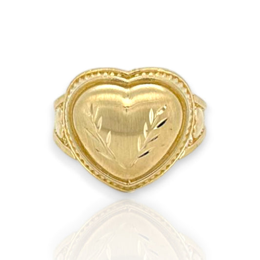 Puffed Heart Ring - 10K Yellow Gold