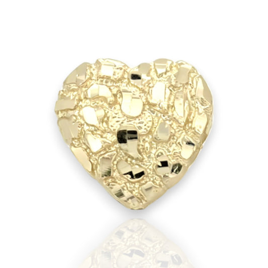 Anillo de pepita en forma de corazón con talla de diamante texturizado - Oro amarillo de 10 quilates
