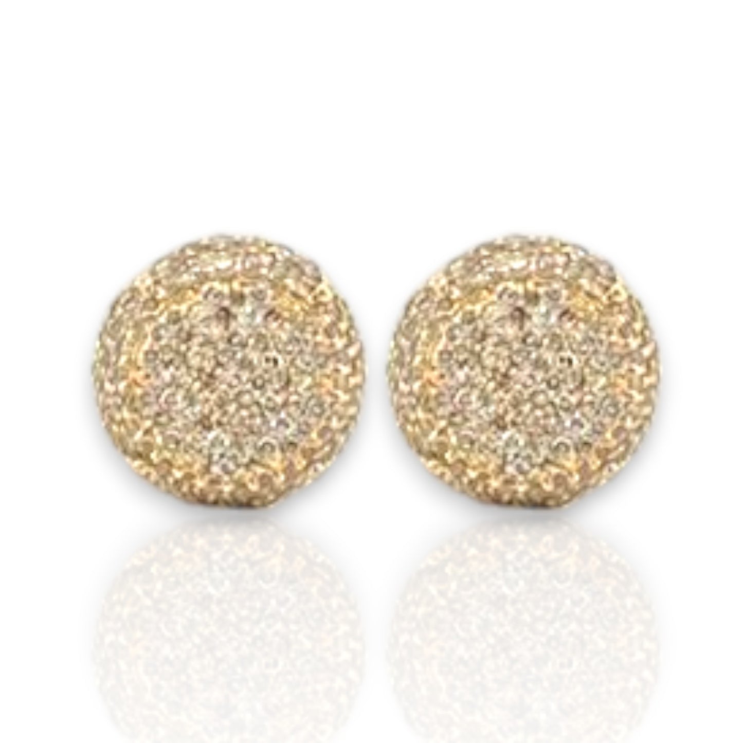 0.95ct Diamond Round Stud Earrings - 14k Yellow Gold