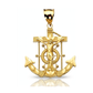 Anchor Crucifix Pendant with Ship Wheel - 10K Yellow Gold