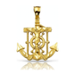 Anchor Crucifix Pendant Mini with Ship Wheel - 10K Yellow Gold