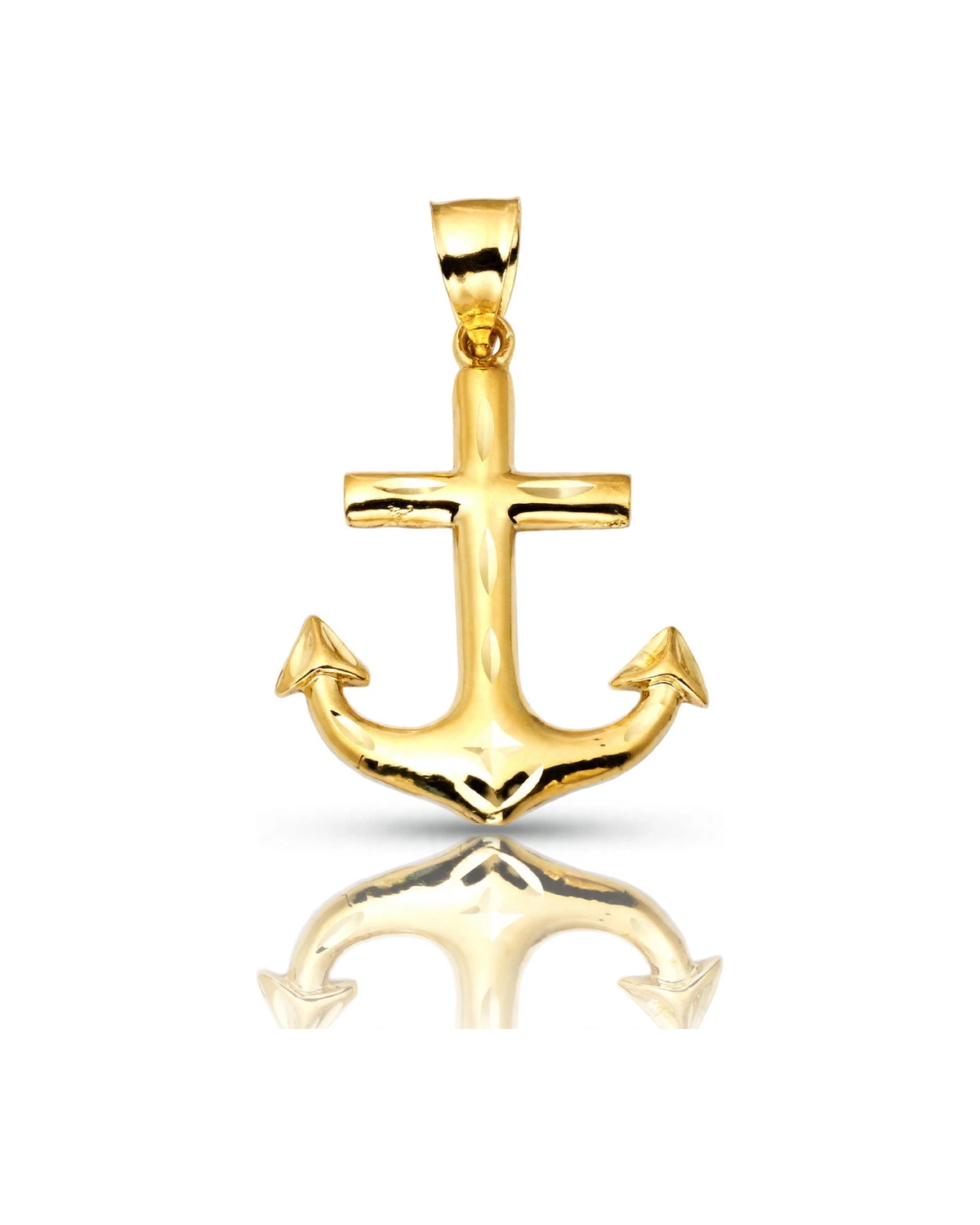 Anchor Pendant Polished - 10K Yellow Gold
