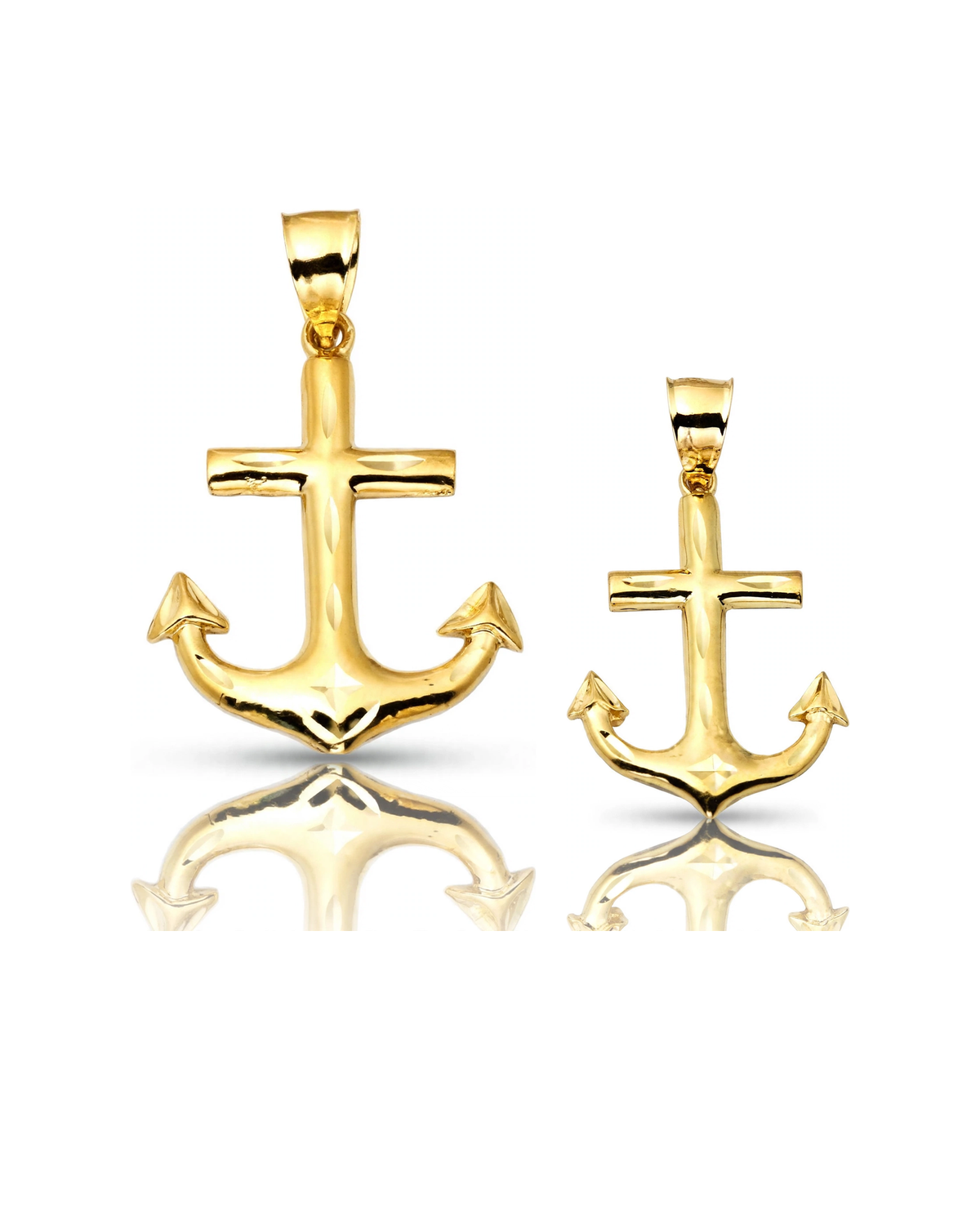 Anchor Pendant Polished - 10K Yellow Gold