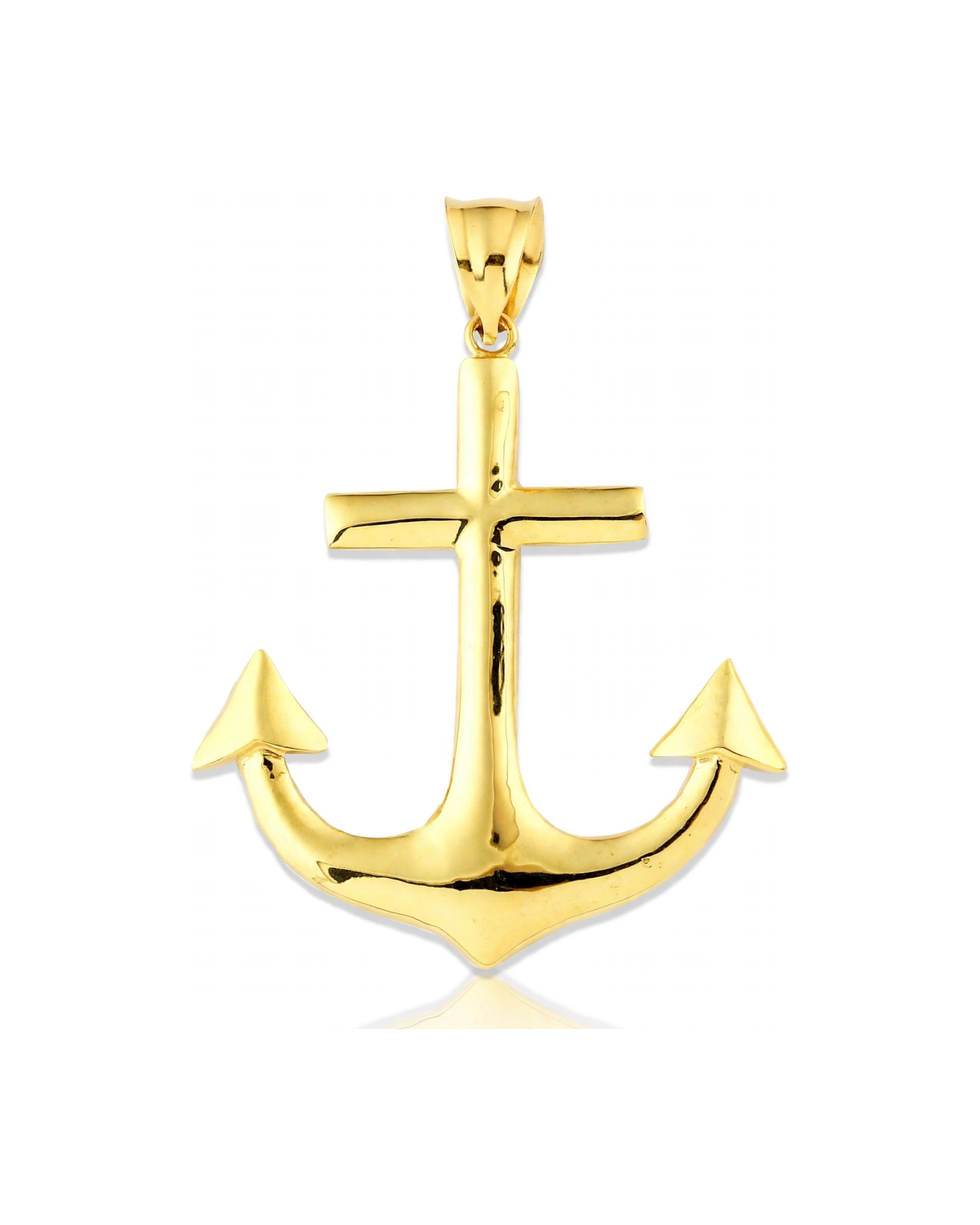 Anchor Polished Pendant - 10K Yellow Gold