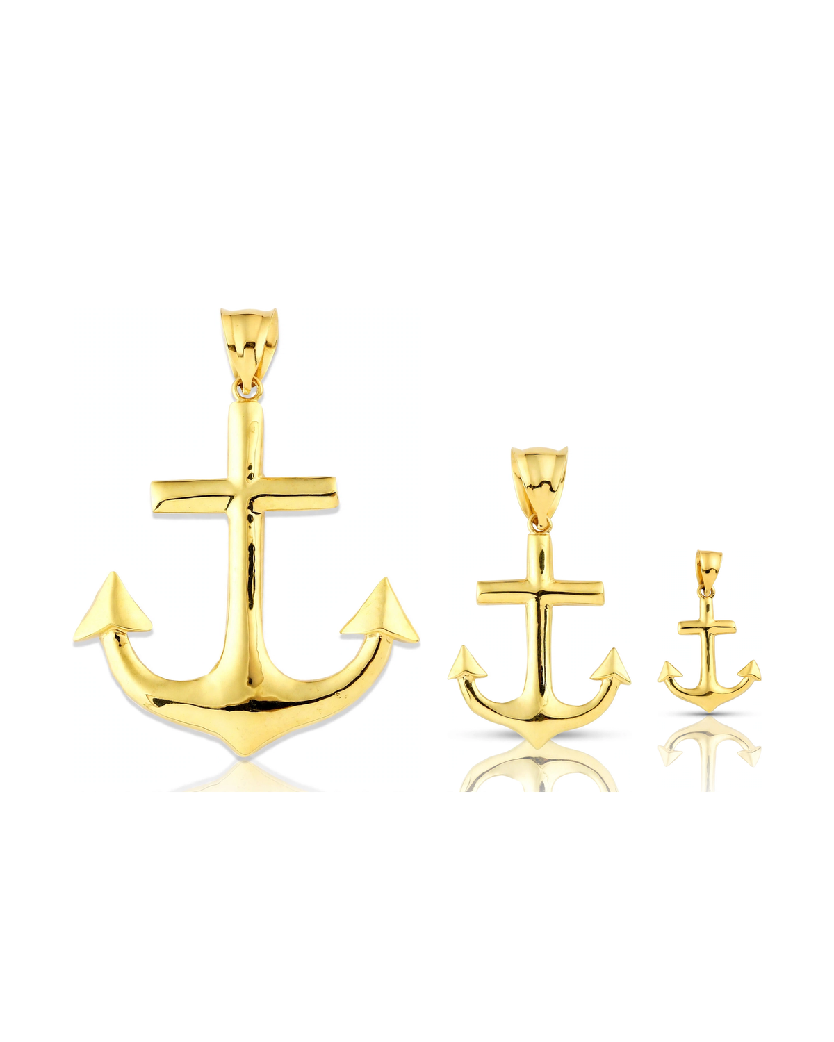 Anchor Polished Pendant - 10K Yellow Gold
