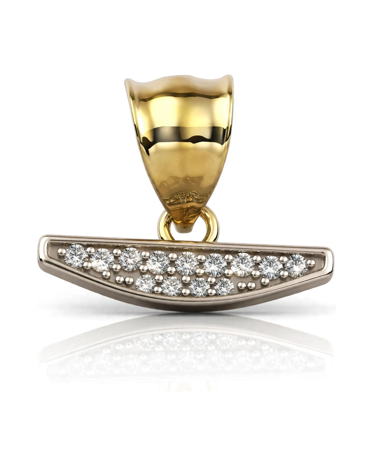 Anchor Pendant with Ship Wheel and CZ - 10K Gold
