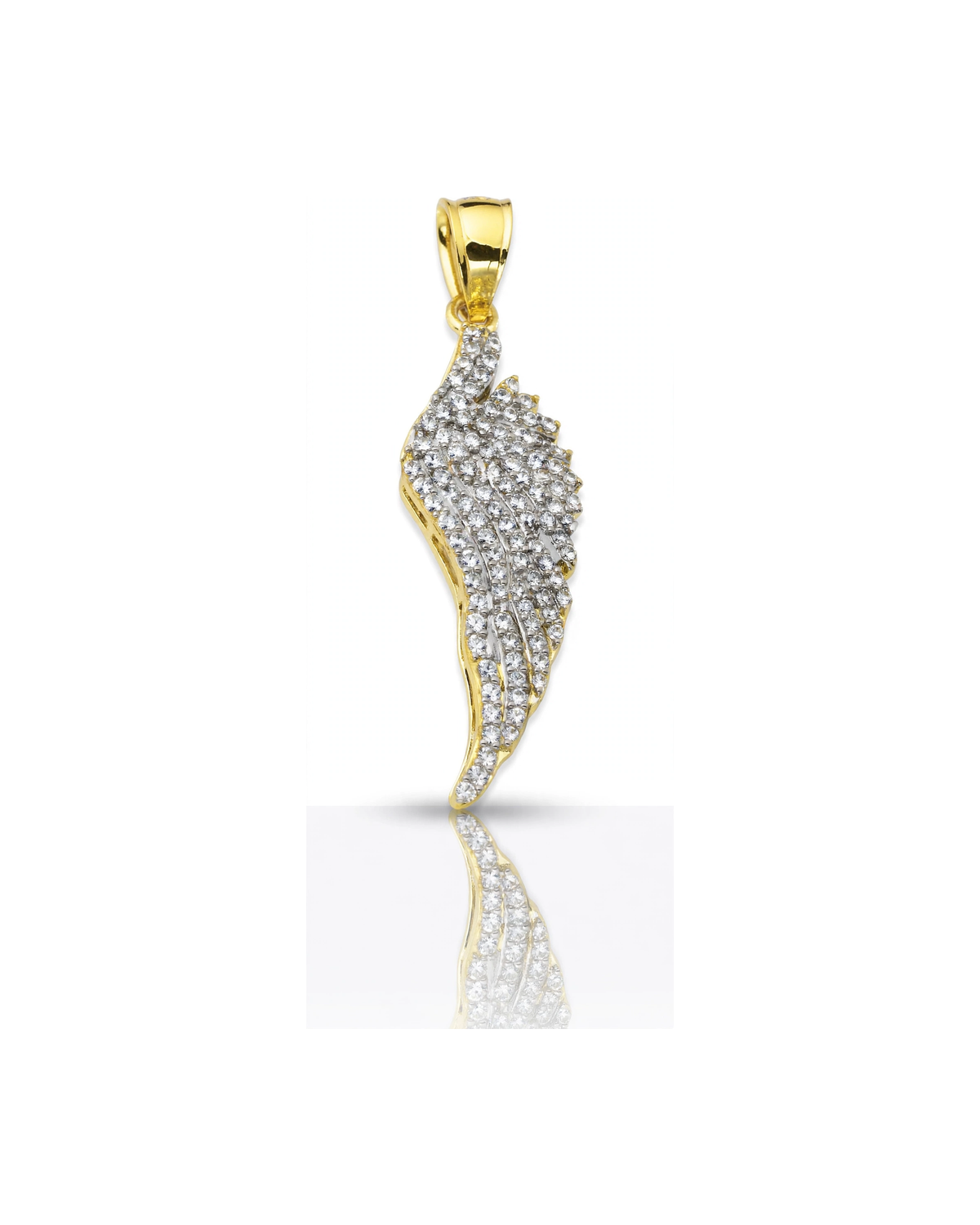 Angel Wing Pendant with CZ Pavé - 10K Gold
