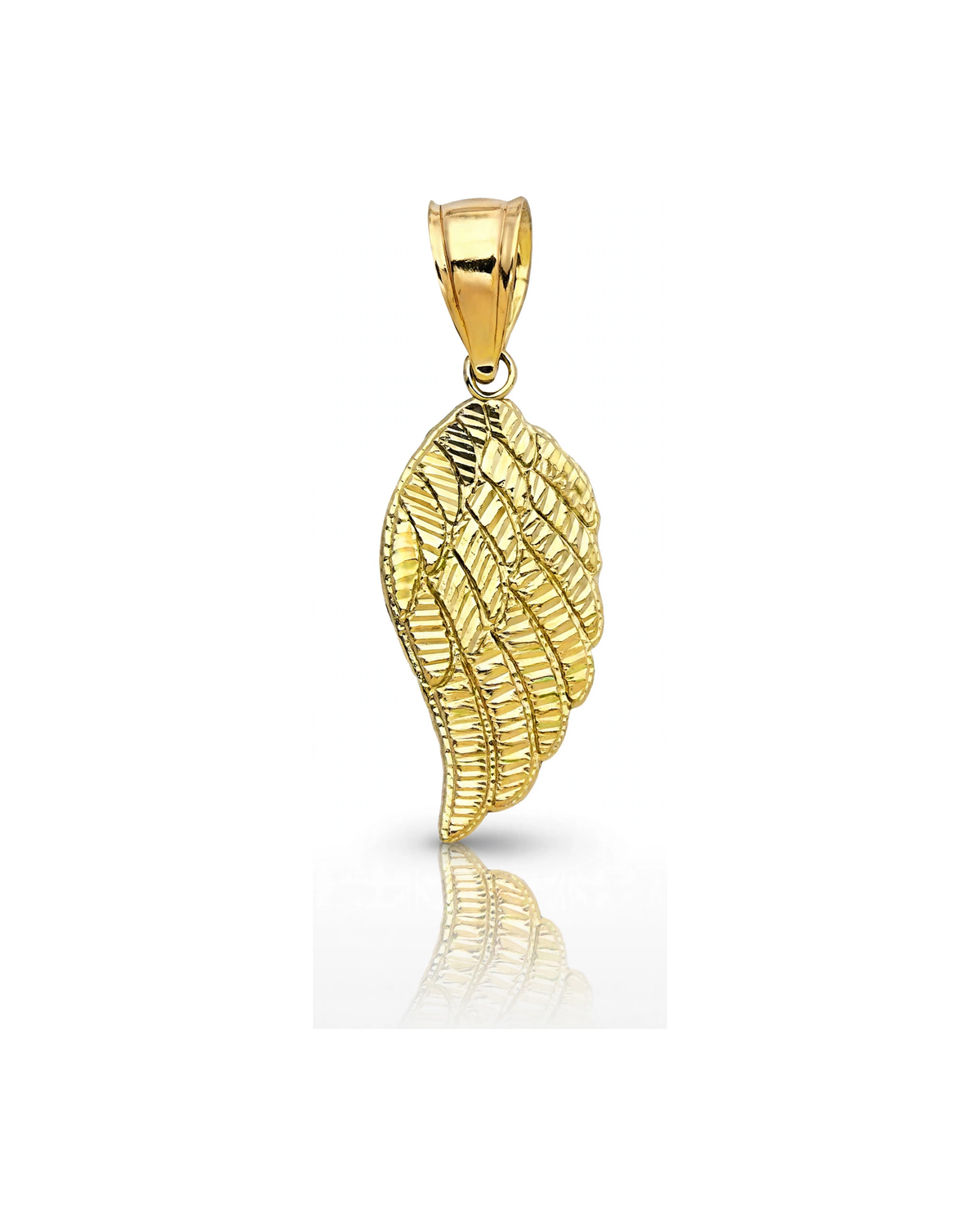 Angel Wing Feather Pendant - 10K Yellow Gold