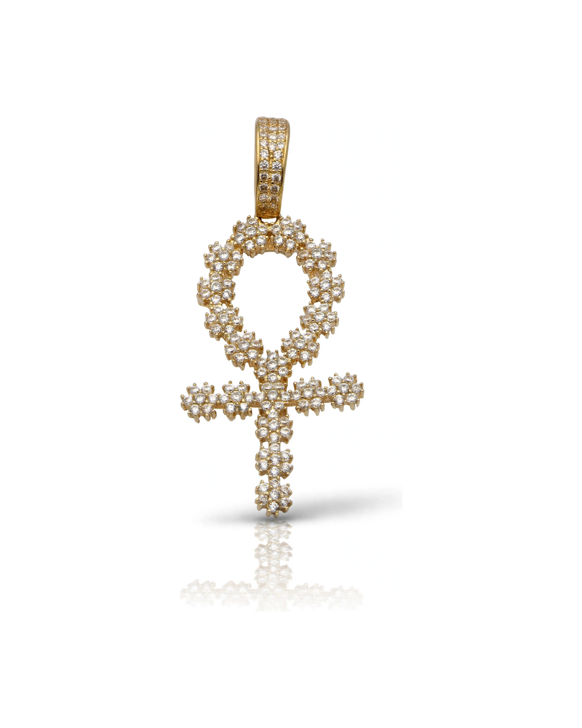 Ankh Pendant with CZ Cluster - 10K Gold