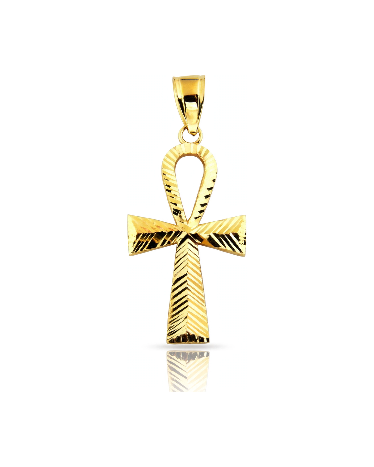 Ankh Cross Chevron Pendant - 10K Yellow Gold