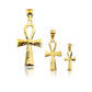 Ankh Cross Chevron Pendant - 10K Yellow Gold