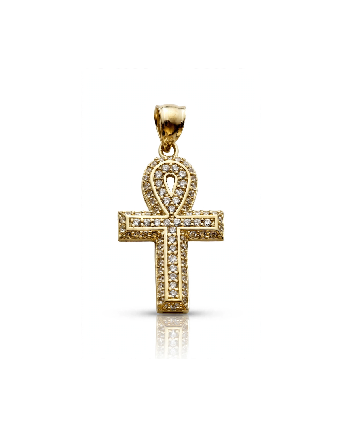Ankh Pendant with CZ - 10K Gold