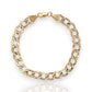 Curb Cuban Link Chain Bracelet - 10K Yellow Pave Gold - Solid