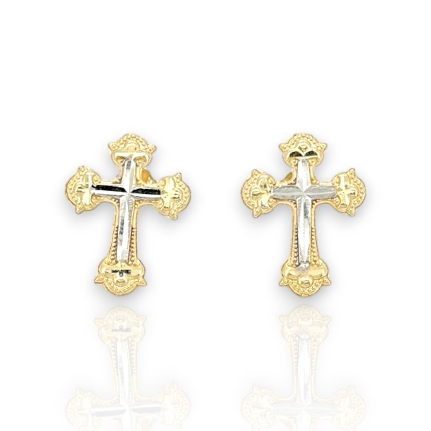 Cross With Crucifix Earrings  - 10k Yellow Gold