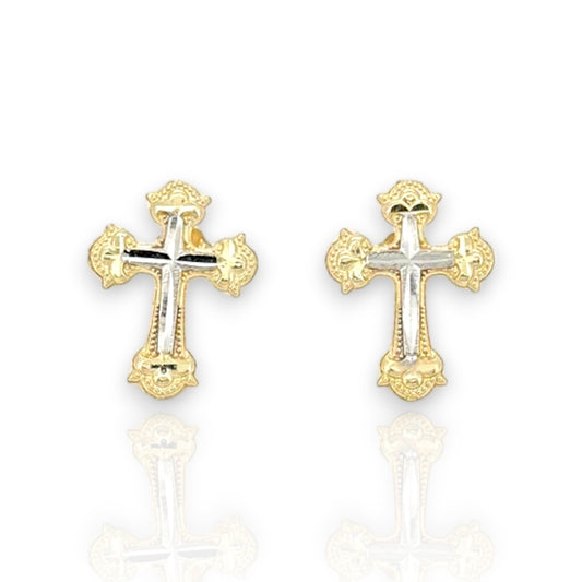 Cross With Crucifix Earrings  - 10k Yellow Gold