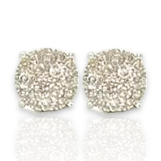 0.77ct Diamond Round Stud Earrings - 14K White Gold