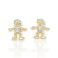 Disney Two Tone Earrings  - 10k Yellow Gold