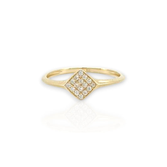 Square Ring CZ - 10K Yellow Gold