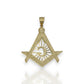 Masonic Symbol "Freemason" Pendant CZ - 10k Yellow Gold