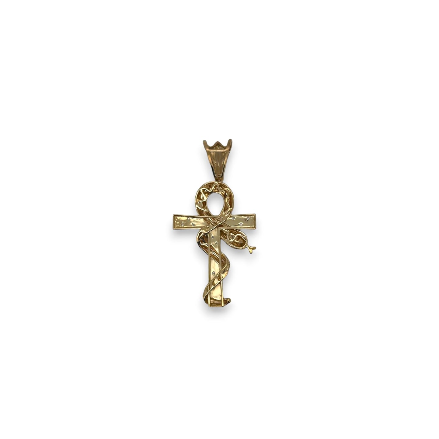 Snake Cross Pendant - 10K Yellow Gold