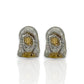 Jesus Face Two Tone Earrings  - 10k Yellow Gold