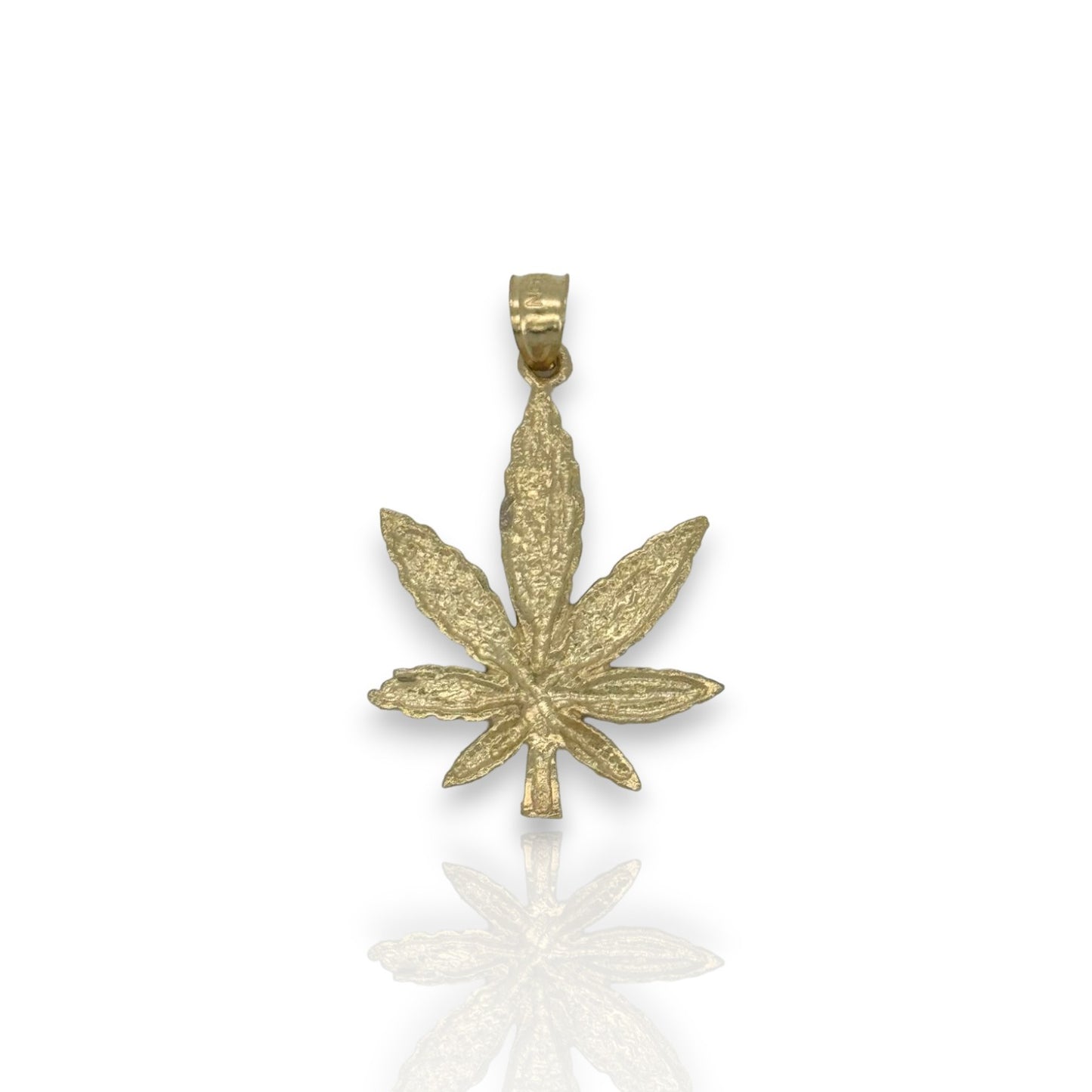 Marijuana "Weed" Pendant - 10K Yellow Gold